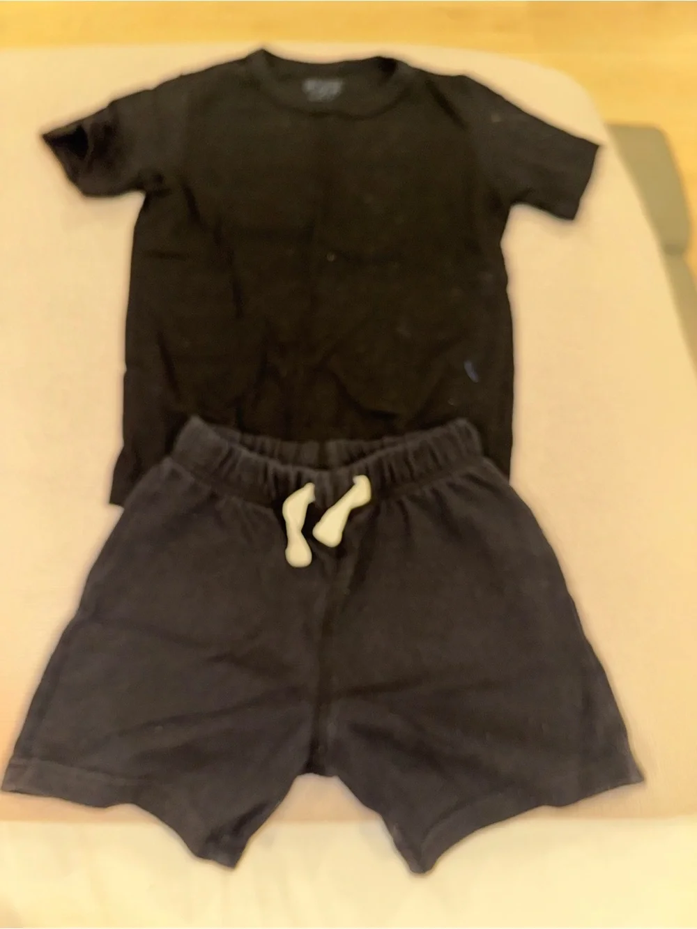 The Children's Place Black Shorts with Cream Drawstring